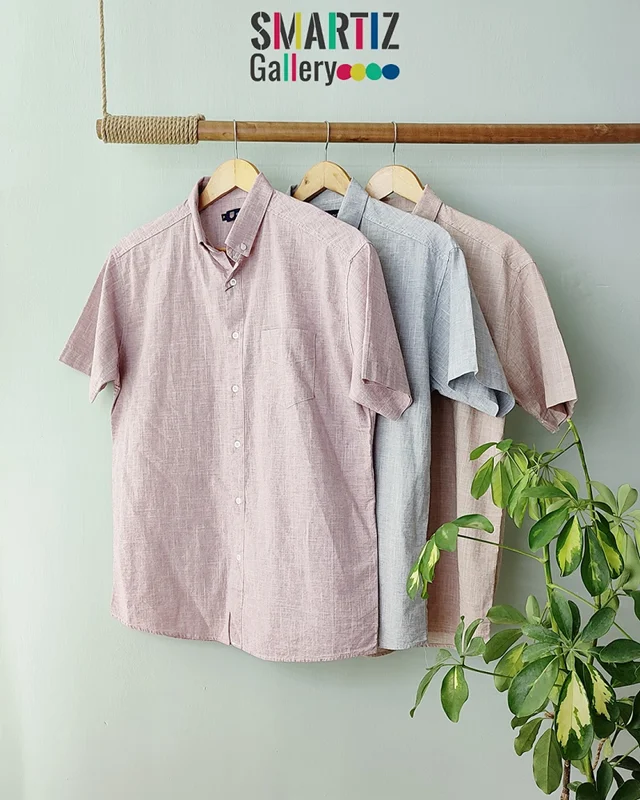 پیراهن آستین کوتاه ساده مردانه (کد 1023)