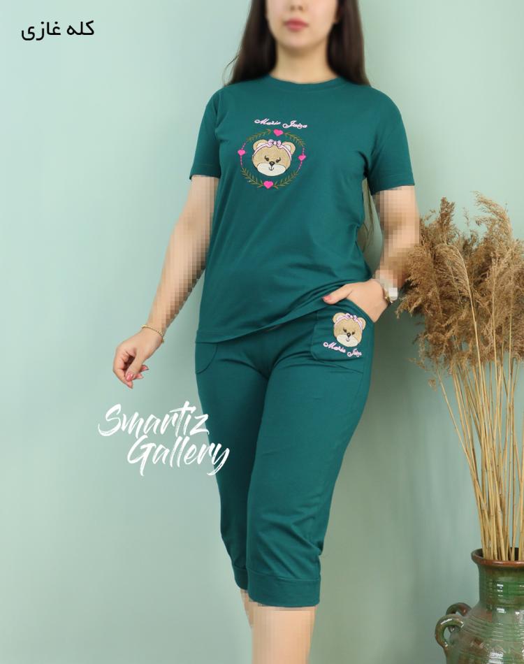 ست تیشرت شلوارک  گلدوزی خرس