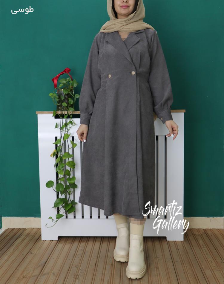 مانتو پیراهن دکمه چوبی