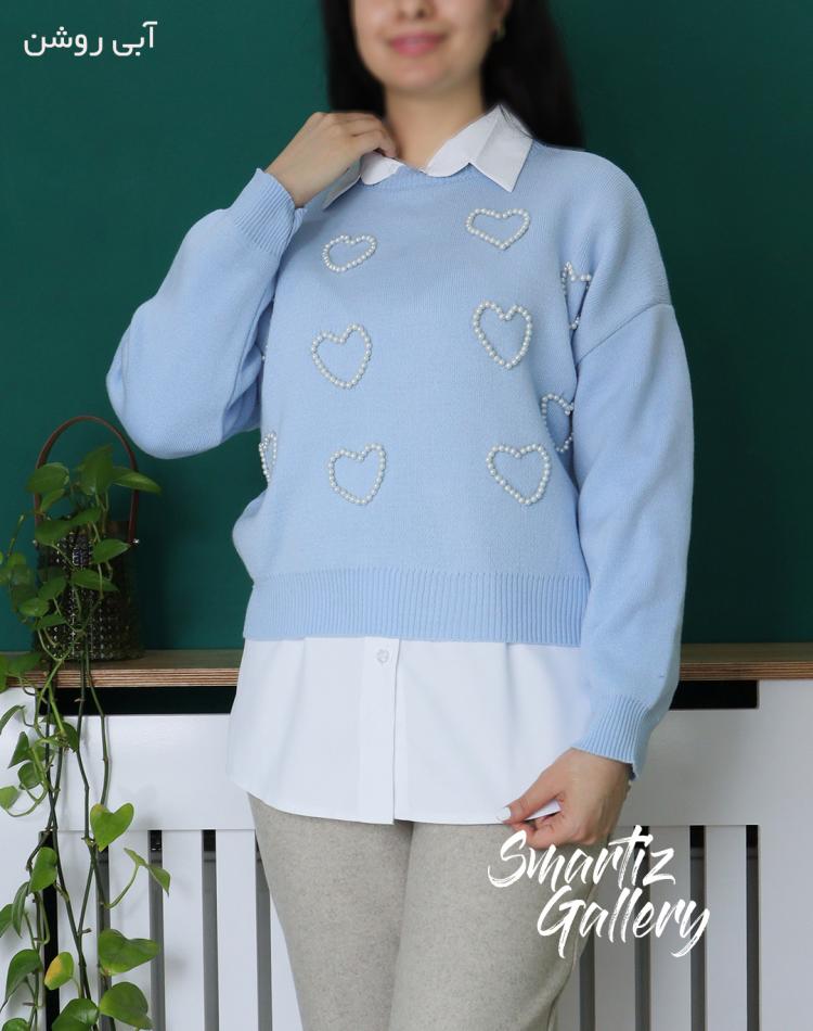 بلوز بافت قلب مرواریدی