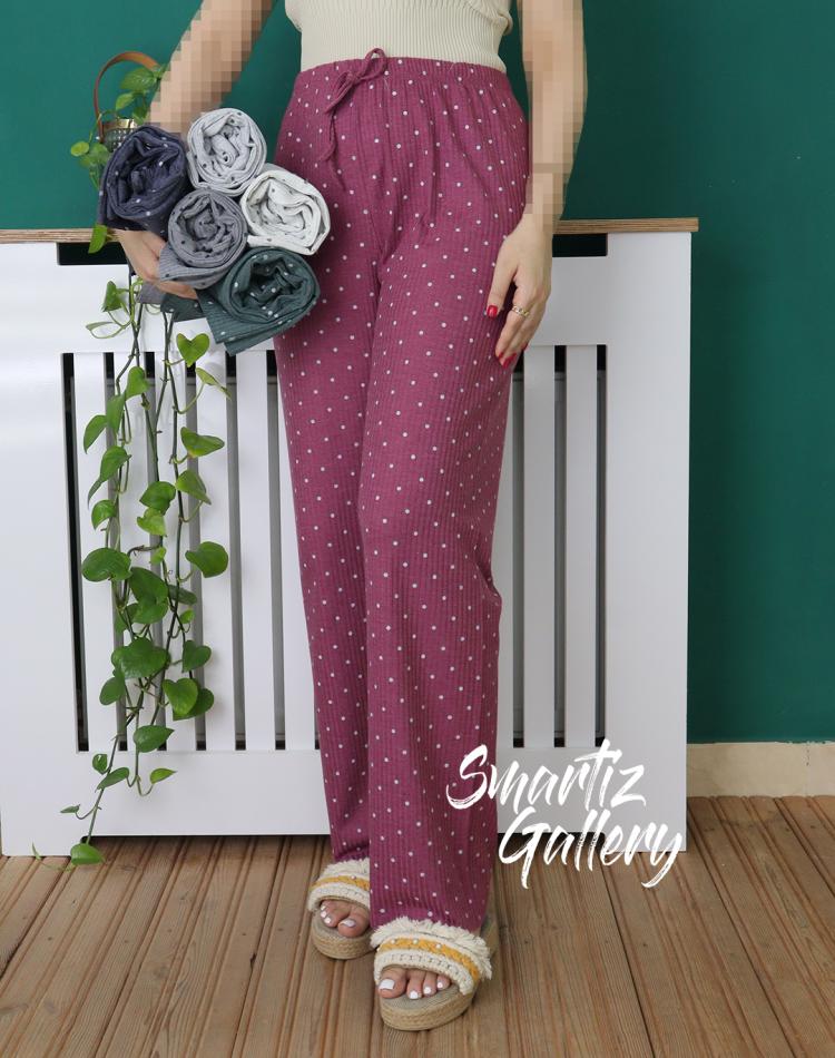 شلوار نیم بگ خالخالی