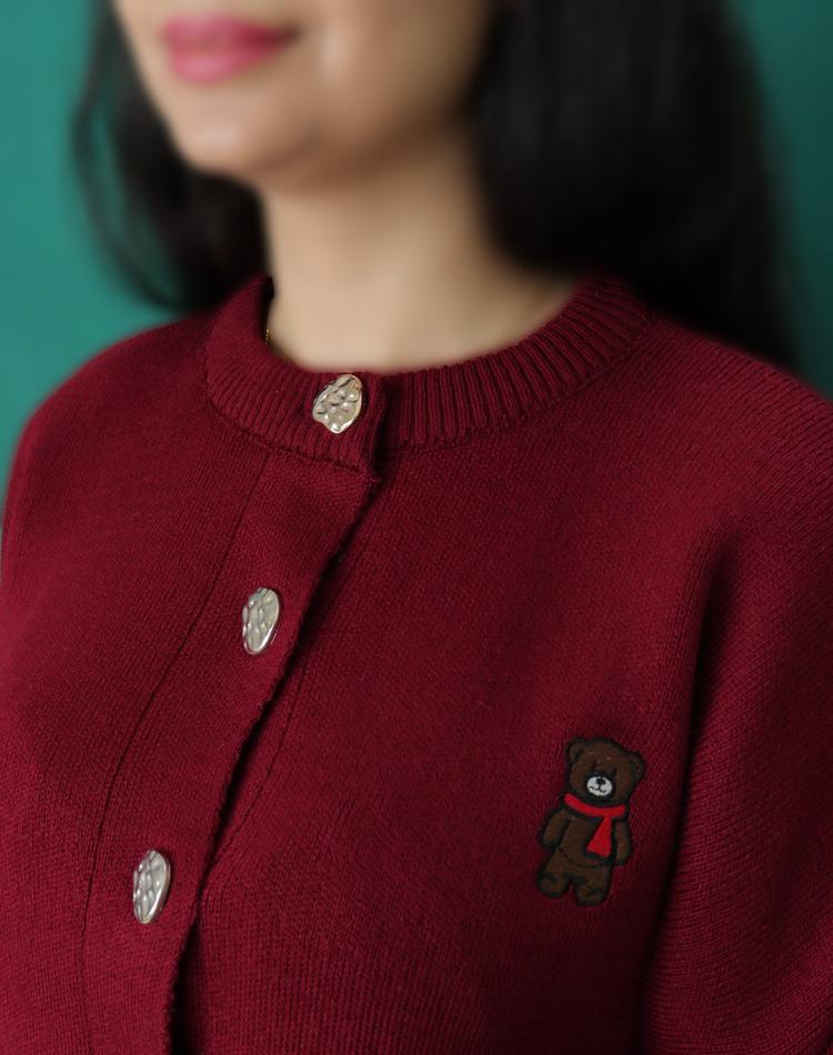 ژاکت بافت گلدوزی خرس