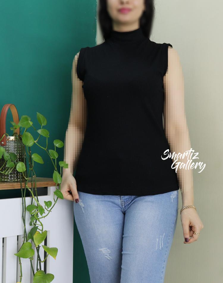 تاپ یقه ایستاده مشکی