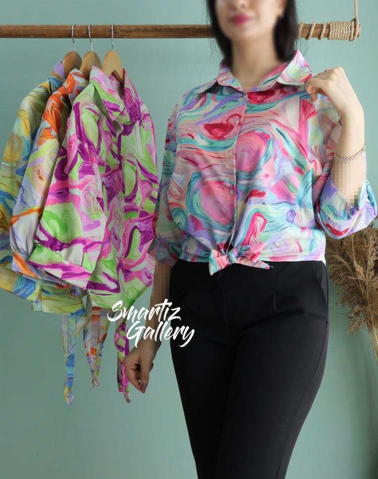 شومیز گره ای آبرنگی