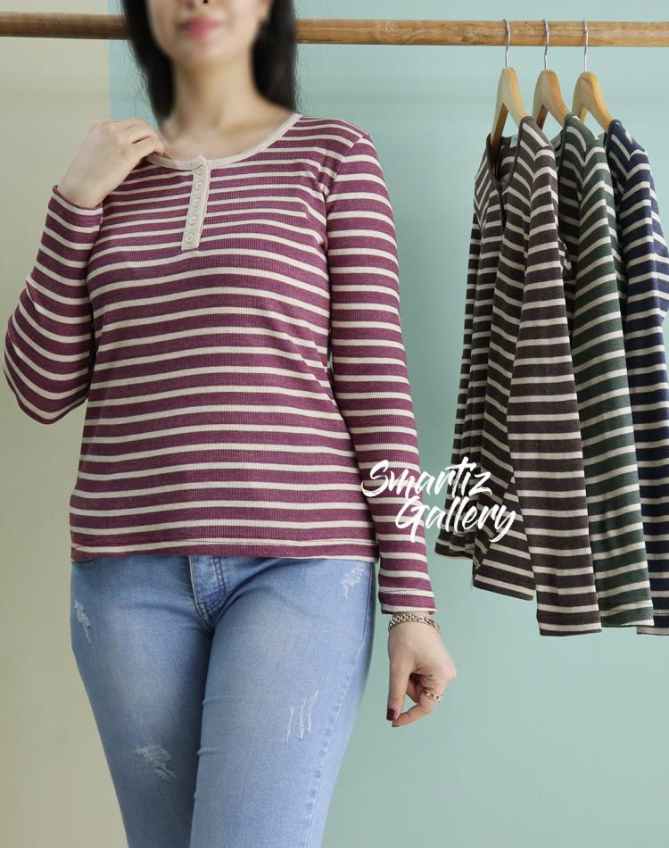 بلوز راه راه 5 دکمه