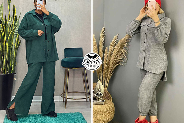 ست بلوز شلوار زنانه مخمل کبریتی