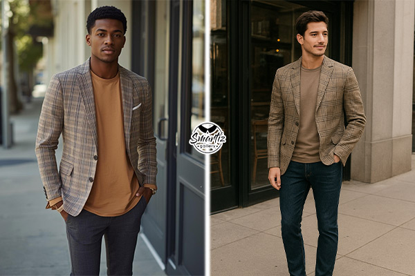 ست کردن تیشرت با کت مردانه چهارخانه