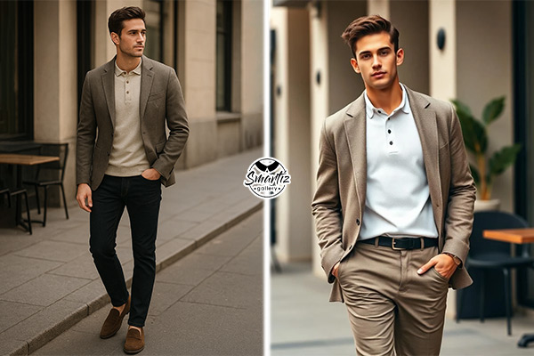 تیشرت یقه دکمه‌دار  زیر کت مردانه