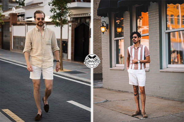 کفش جیر یا چرم سبک با شلوارک کتان مردانه