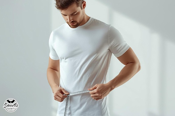 روش اندازه‌گیری طول تیشرت مردانه