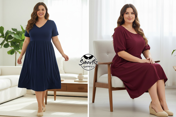 مدل یقه و آستین پیراهن زنانه مناسب برای افراد چاق و کوتاه‌قد