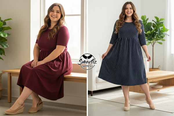 رنگ و طرح پیراهن زنانه برای افراد چاق و کوتاه‌قد