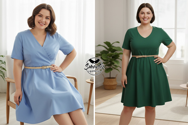 پیراهن یقه V مناسب اندام پلاسسایز