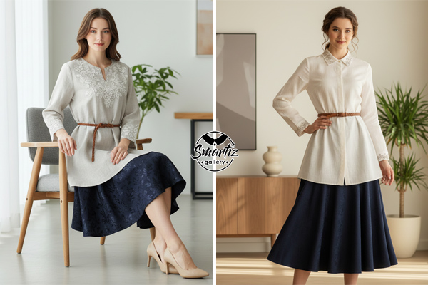 تونیک لینن و دامن کلوش یا فون