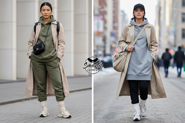 ست دورس لانگ کلاهدار و شلوار ورزشی