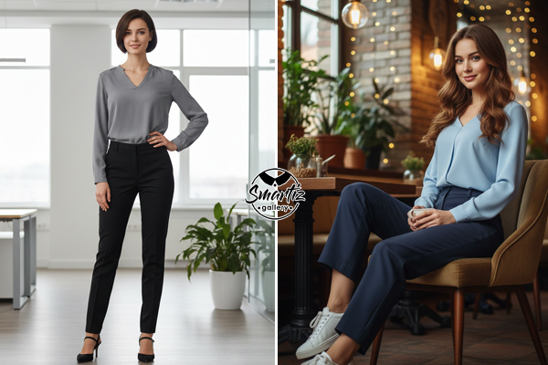 ست بلوز زنانه با شلوار پارچه‌ای برای استایل نیمه‌رسمی