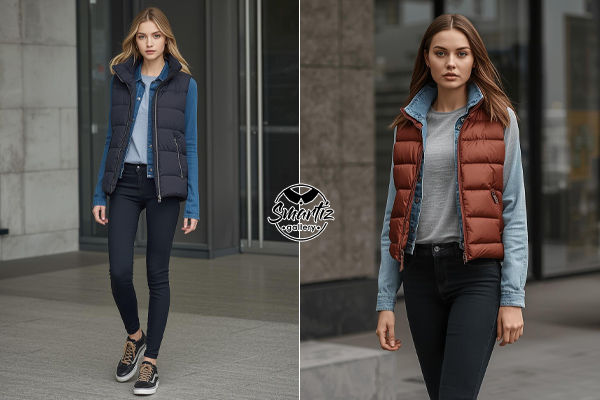 استایل پافر با کت جین