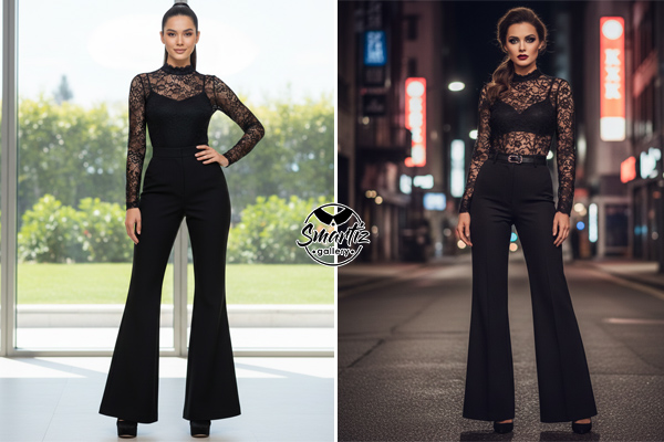 استایل بلوز گیپور و شلوار دمپا