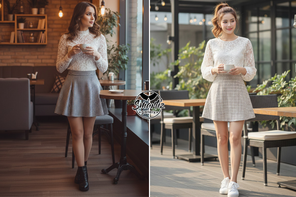 چگونه دامن پشمی را با بلوز گیپور بپوشیم؟