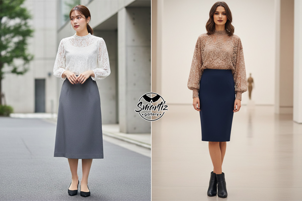 ست دامن ساتن و بلوز گیپور مجلسی